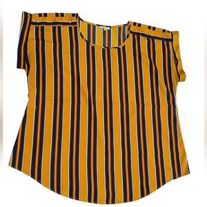 Striped Yellow and Blue Women's Top | 2X